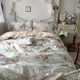French Ruffle Floral Bedding Set - Green